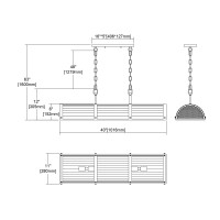 Wooden Barrel 4-Light Island Light In Oil Rubbed Bronze With Slatted Wood Shade In Natural