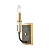 Glendon 1-Light Sconce In Matte Black And Burnished Brass