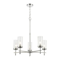 Melinda 5-Light Chandelier In Polished Chrome With Seedy Glass