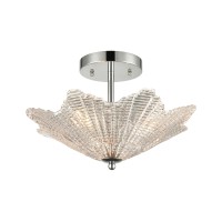 Radiance 3-Light Semi Flush In Polished Chrome With Clear Textured Glass