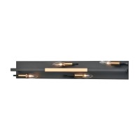 Heathrow 4-Light Vanity Light In Matte Black And Satin Brass