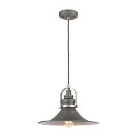 Carbondale 1-Light Pendant In Slate Mist And Satin Nickel With Slate Mist Metal Shade