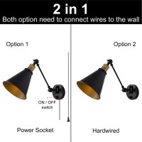 Vintage Wall Sconce Light, Industrial Wall Lamp Plug In Black Hardwire Simplicity Bronze Finish Arm Swing For Home Decor Headboard Bathroom Bedroom Farmhouse Porch Garage (1-Pack)