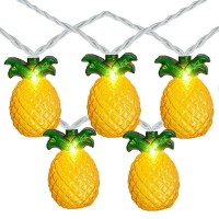 Goothy Pineapple String Lights 85Ft Tropical Beach Themed Party Decorations Patio String Lights With 10 Outdoor Pineapple Ligh