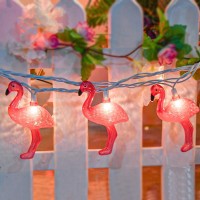 Goothy 85Ft Pink Flamingo String Lights Summer Patio Outdoor String Lights With 10 Mini Flamingo Lights Plug In Decorative Fa