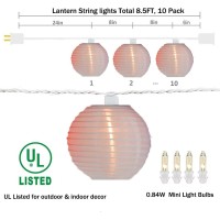 White Lantern String Lights Plug In 85Ft Hanging Indoor Decorative String Lights With 10 Cute White Nylon Lanterns Lights Conn