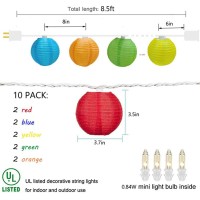 Goothy 85Ft Multicolor Lantern String Lights Outdoor Plug In Christmas Decorations String Lights With 10 Mini Colorful Lantern