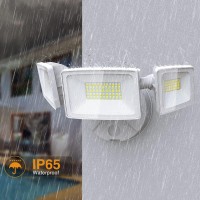 Onforu 55W Led Security Light, 5500Lm Outdoor Flood Lights Fixture With 3 Adjustable Heads, Ip65 Waterproof, 6500K White Super Bright Exterior Wall Mount Security Light For Eave, Yard, Garden, Porch