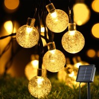 Solar String Lights Outdoor, 30 Led 20 Ft Fairy Christmas Lights String Crystal Ball, 8 Modes Solar Powered Globe String Lights Waterproof For Garden, Patio, Yard, Fence, Party, Wedding (Warm White)