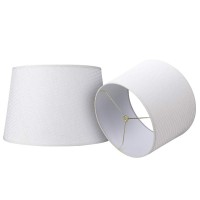 Alucset Double Medium Paper Lamp Shades Set Of 2, Drum Lampshades For Table Lamp And Floor Light, 10X12X8 Inch, Natural Crafted, Spider (Paper White, 2 Pcs Pack)