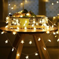 Merdeco Star String Lights, 16Ft/5M 50 Led Plug In String Lights Warm White Fairy Lights For Christmas/Wedding/Party Indoor And Outdoor Decoration