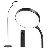 Joofo Floor Lamp, Led Floor Lamp, Remote And Touch Control, 1 Hour Timer Reading Standing Lamp, 4 Color Temperatures With Stepless Dimmer Floor Lamp For Living Room Bedroom, Black