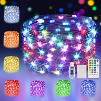 16 Colors Changing Fairy String Lights Usb Powered With Remote Control, 33Ft 100 Rgb Led Bright Silver Wire Firefly Lights For Christmas Tree Wedding Party Indoor Garden Patio Holiday Outdoor D?Or