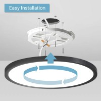 12 Inch 20W Flush Mount Led Ceiling Light, 2000 Lm, Round Flush Mount Ceiling Lamp Fixture For Bedroom, Living, Kitchen, Hallway, Bathroom, Stairwell, Color Black, Slim, 3 Colors In 1(Non Dimmable)