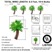 Abeja 8.5Ft String Lights Palm Tree Patio Lights String Beach Party Decorations Tropical Party Decorations Indoor/Outdoor Lights Birthday String Lights, 0.84W, 1 Pack Of 10 Palm Tree Bulbs, White