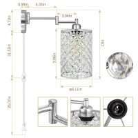 1-Light Wall Lamp Modern Style Metal Round Lampshade Decorative Dimmable Crystal E26 Base Wall Lights Industrial Swing Arm Wall Sconce For Home Decor Plug-In Wall Lamp 67.59 Inch Cord