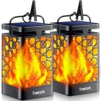 Tomcare Solar Lights Upgraded Solar Lantern Flickering Flame Outdoor Hanging Lantern Decorative Lighting Solar Powered Waterproof Led Flame Umbrella Lights For Patio Garden Deck Yard, 2 Pack