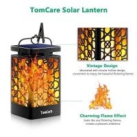 Tomcare Solar Lights Upgraded Solar Lantern Flickering Flame Outdoor Hanging Lantern Decorative Lighting Solar Powered Waterproof Led Flame Umbrella Lights For Patio Garden Deck Yard, 2 Pack