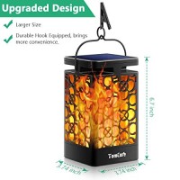 Tomcare Solar Lights Upgraded Solar Lantern Flickering Flame Outdoor Hanging Lantern Decorative Lighting Solar Powered Waterproof Led Flame Umbrella Lights For Patio Garden Deck Yard, 2 Pack