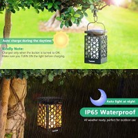 Tomcare Solar Lights Upgraded Solar Lantern Flickering Flame Outdoor Hanging Lantern Decorative Lighting Solar Powered Waterproof Led Flame Umbrella Lights For Patio Garden Deck Yard, 2 Pack