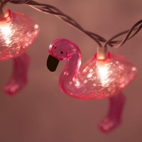 Sunsgne Pink Flamingo Outdoor String Lights Party Lights Summer Patio String Lights Holiday String Lights Cute Pink Flamingo Li