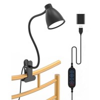 Bohon Desk Lamp 3 Color Modes 10 Brightness Dimmer Reading Light 10W 38 Led Clamp Lamp With Auto Off Timer 360 Flexible Gooseneck Clip On Light For Bed Bedside, Ac Adapter Include