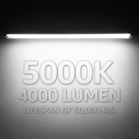 Leonlite 4Ft Led Utility Shop Light, 40W Motion Sensor Plug In Linkable Light Fixtures, 4000Lm, 5000K Daylight, Suspension & Flush Mount, For Garage, Workshop, Fcc, Es, Etl Certified, Pack Of 4