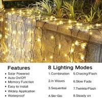 Joomer Solar String Lights, 105Ft 300 Led 8 Modes Outdoor String Lights Waterproof Fairy Tree Lights For Garden, Patio, Fence, Balcony, Outdoors (Warm White)