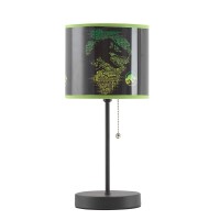 Jurassic World Stick Table Kids Lamp, With Pull Chain, Themed Printed Decorative Shade,Metal