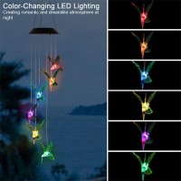 Led Solar Hummingbird Wind Chime Solar String Lights 6 Leds Color-Changing Ip65 Waterproof Decorative Lamp Lighting For Home Garden Fence Party