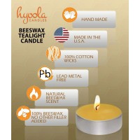 Hyoola Beeswax Tealight Candles In Aluminum Cup - 48 Pack - 100% Pure Natural Beeswax Candles