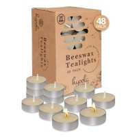 Hyoola White Beeswax Tealight Candles In Aluminum Cup - 48 Pack - 100% Pure Natural Beeswax Candles