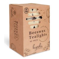 Hyoola White Beeswax Tealight Candles In Aluminum Cup - 48 Pack - 100% Pure Natural Beeswax Candles