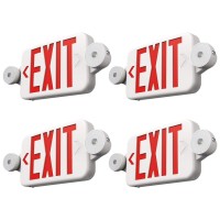 Freelicht 4 Pack Red Exit Sign With Emergency Lights Two Led Adjustable Head Emergency Exit Light With Battery Exit Sign For B