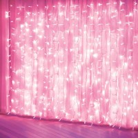 Amadecohome Curtain Lights, Pink Room Decor 8 Modes Led String Lights For Garden, Teen Girls\' Room, Party, Window, Wall And Valentines Day Decor