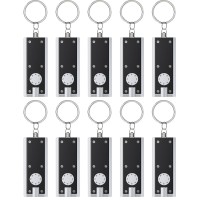 Uniclife 10 Pack Mini Led Keychain Flashlight 12 Lumen Portable Ultra Bright Light Battery Powered Flat Black Torch For Edc Outdoor Camping Hiking And Emergency Lighting (Batteries Included)