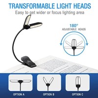 Vekkia 14 Led Rechargeable Book-Light With Clamp For Reading At Night In Bed, Warm/White , 180? Adjustable Clip On Light, Lightweight Eye Care Book Light, Perfect For Book Lovers