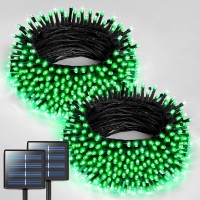 Jmexsuss 2 Pack Green Solar Halloween Lights Total 400 Led 151Ft Green Solar Lights Outdoor Waterproof 8 Modes Green Halloween