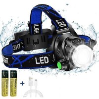 Super Bright Headlamp, Usb Rechargeable Led Head Lamp, Ipx4 Zoomable Waterproof Headlight With 4 Modes And Adjustable Headband, Hard Hat Light Perfect For Camping, Hiking, Outdoors, Hunting, Running