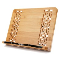 Wishacc Large Size Bamboo Book Stand And Cookbook Holders For Reading Hands Free