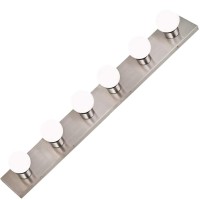 Dysmio Lighting Six Light Vanity Strip - Hollywood Style Mirror Fixture With Brushed Nickel Plates - Salon-Grade Accessories For Bedroom, Bathroom, Dressing Room, Makeup Studio - 36 X 4.25 Inches