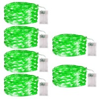 96Ft St Patricks Day Led Fairy Lights Green Battery Operated String Light Waterproof Copper Wire Lights With Timer Setting For Bedroom, Christmas, Patio, Wedding Party Indoor Outdoor Decoration 6 Pack