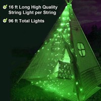 96Ft St Patricks Day Led Fairy Lights Green Battery Operated String Light Waterproof Copper Wire Lights With Timer Setting For Bedroom, Christmas, Patio, Wedding Party Indoor Outdoor Decoration 6 Pack