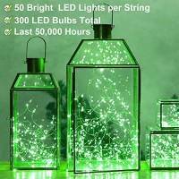 96Ft St Patricks Day Led Fairy Lights Green Battery Operated String Light Waterproof Copper Wire Lights With Timer Setting For Bedroom, Christmas, Patio, Wedding Party Indoor Outdoor Decoration 6 Pack