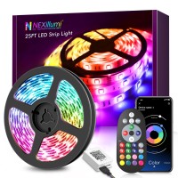 Nexillumi 25Ft Led Strip Lights, App Control Music Sync Color Changing Led Light Strip, Smd 5050 Rgb Led Tape Lights With Ir Remote (App+Remote+Mic+3-Button Switch).