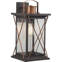 Progress Lighting Barlowe Collection 1-Light Clear Seeded Glass Farmhouse Outdoor Large Wall Lantern Light Antique Bronze