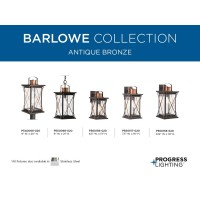 Progress Lighting Barlowe Collection 1-Light Clear Seeded Glass Farmhouse Outdoor Large Wall Lantern Light Antique Bronze