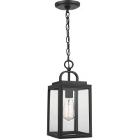 Progress Lighting Grandbury Collection 1-Light Clear Glass Farmhouse Outdoor Hanging Lantern Light Textured Black