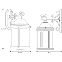 Progress Lighting Ashmore Collection 1-Light Etched Water Seeded Glass New Traditional Outdoor Medium Wall Lantern Light Antique Bronze