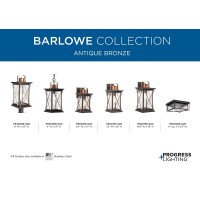 Progress Lighting Barlowe Collection 1-Light Clear Seeded Glass Farmhouse Outdoor Hanging Lantern Light Antique Bronze